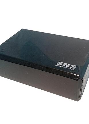 Блок для йоги sns, 22,5х14,5х7,5 см черный