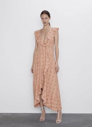 Zara новое коллекцию невероятное платье миди с оборкой платья размер л
