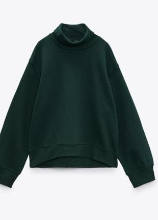 Изумрудный свитшот с горловиной, гольф, водолазка zara