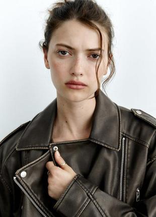 Косуха кожанка куртка зара zara укорочена