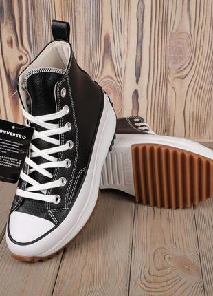 Кеди жіночі на платформі converse chuck 70 hi black\white3 фото