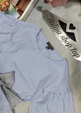 Блуза в смужку топ з бавовни блузка 44 42 primark блуза хлопок полосатая с поясом распродажа розпродаж4 фото
