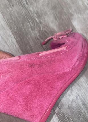 Рожеві туфлі на танкетці. натуральна замша4 фото