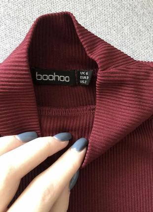 ❤️новая водолазка в рубчик boohoo xs/s базовый гольф в рубчик бордовый3 фото