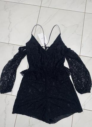 Черный кружевной комбез