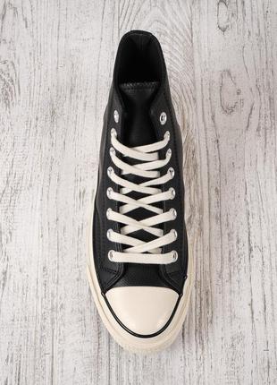 Кеди  converse chuck 70 hi black\white leather5 фото