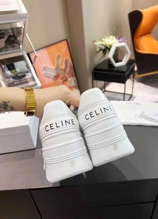 Кроссовки  в стилі  celine из натуральной кожи на высокой платформе белые2 фото