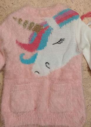 Свитер для девочки  "единорог" 2-8 лет