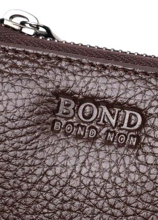 Місткий чоловічий клатч із двома відділеннями з натуральної bond 22025 коричневий3 фото