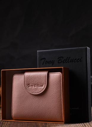 Практичный женский кошелек нежного цвета из натуральной кожи tony bellucci 22019 пудровый9 фото