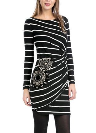 Desigual women's black/white long sleeve dress женское платье