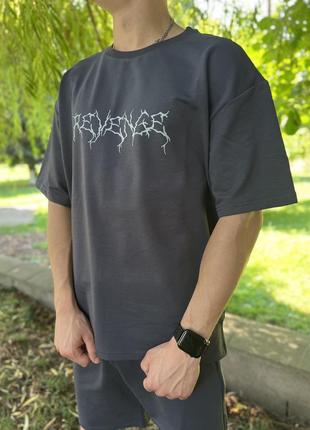 Літній костюм oversize unisex графітовий (шорти + футболка)