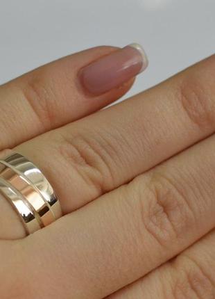 Обручальное кольцо из серебра с вставками из золота3 фото