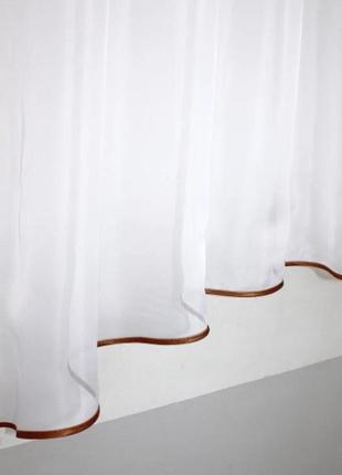 Тюль арка на кухню, балкон (270х170 см) однотонна. колір молочний з коричневим4 фото