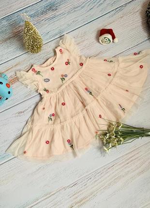 Фирменное нарядное платье f&f девочке 9-12. месяцев