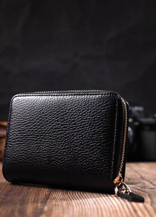 Стильный женский кошелек с вместительной монетницей на молнии из натуральной кожи tony bellucci 22012 черный8 фото