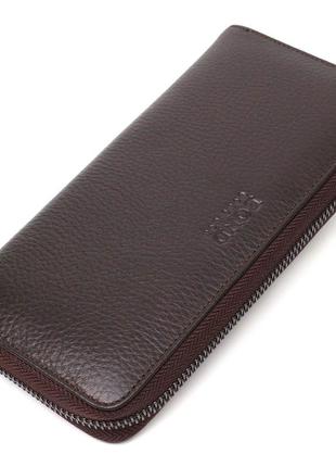 Зручний жіночий гаманець із натуральної зернистої шкіри bond 21981 коричневий