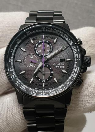 Чоловічий годинник часы citizen eco-drive ca0297-52w 200m chronograph black panther marvel новий8 фото