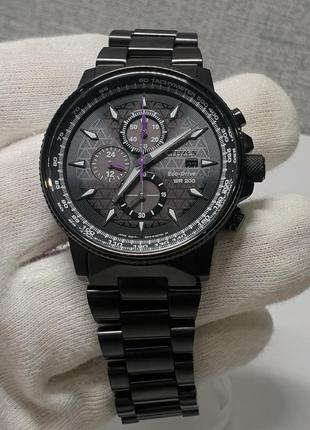 Чоловічий годинник часы citizen eco-drive ca0297-52w 200m chronograph black panther marvel новий2 фото