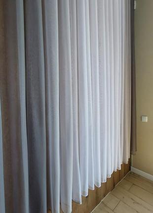 Тюль 3-х цветная, из королевской сеточки и белого бамбука, на одной тесьме