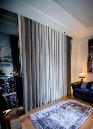 Тюль 3-х цветная, из королевской сеточки и белого бамбука, на одной тесьме