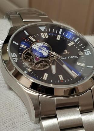 Мужские часы годинник reef tiger rga1693 automatic sapphire 43mm4 фото