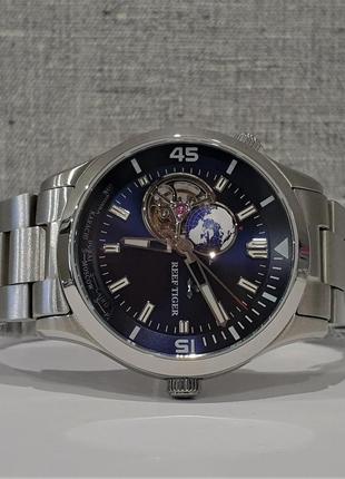 Мужские часы годинник reef tiger rga1693 automatic sapphire 43mm