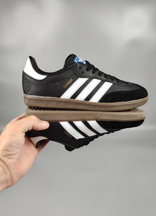 Кроссовки женские подростковые adidas samba vegan black white8 фото