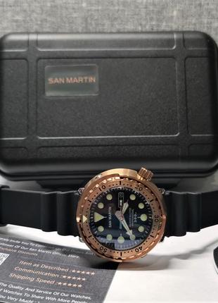 Чоловічий годинник часы san martin tuna bronze 300m automatic sapphire нові