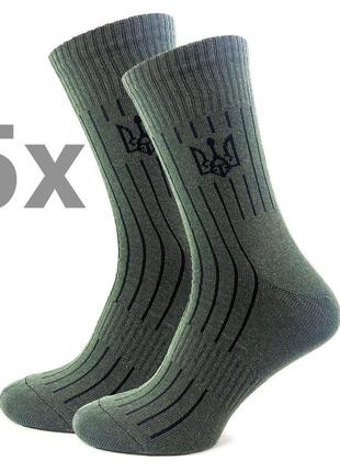 Набір високі трекінгові шкарпетки зсу хакі 5 пар 42-45 демісезонні тактичні військові носочки