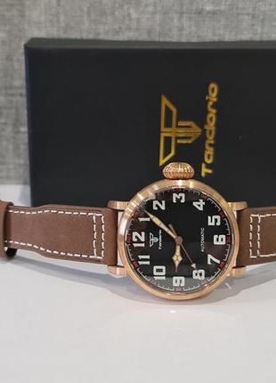 Чоловічий годинник часы tandorio automatic pilot sapphire bronze 100m 46.5mm нові