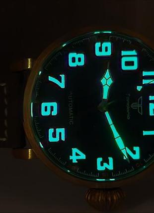 Чоловічий годинник часы tandorio automatic pilot sapphire bronze 100m 46.5mm нові