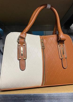 Оригінальна жіноча сумка на плече  комбінована жіноча сумочка екошкіра (0612)