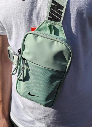Сумка nike, зелёная, фисташковая, big swoosh, мессенджер, сумка через плечо, барсетка...
