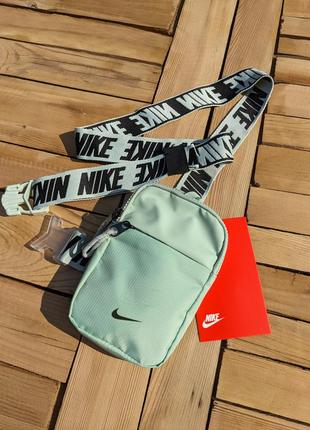Сумка nike, зелёная, фисташковая, big swoosh, мессенджер, сумка через плечо, барсетка...