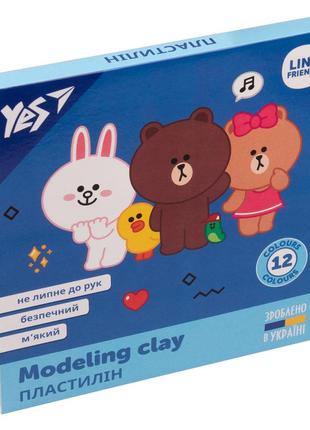 Пластилін"yes" 12кол. 240г line friends 540621