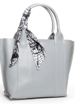 Женская кожаная большая сумка шопер alex rai 3205 light-grey