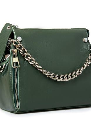 Женская кожаная маленькая сумка на цепочке alex rai 8844-9 green