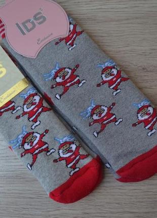 Набор новогодних махровых носочков носков из 2-х пар для мамы и ребенка фирмы ids