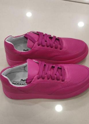 Кеди туфлі кросівки фуксія малинові рожеві натуральна кожа