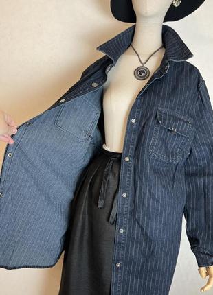Джинсова куртка в смужку,сорочка,жакет,піджак,батал,великий розмір,ulla popken5 фото