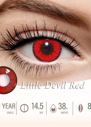 Цветные линзы для глаз красные small demon red (пара) + контейнер для хранения в подарок2 фото