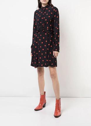 Платье в горох красный ganni women's barra polka dot a-line shirt dress