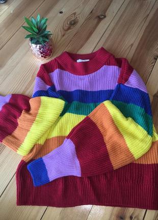 Яркий, стильный свитер в полоску1 фото