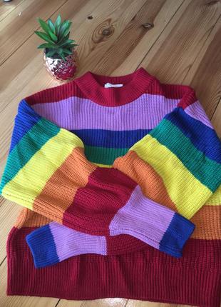 Яркий, стильный свитер в полоску3 фото