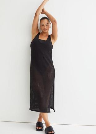 Новая коллекция 2023 платье миди h&m новое вязаное платье сетка ячейка смесовый хлопок2 фото