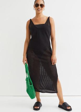 Новая коллекция 2023 платье миди h&m новое вязаное платье сетка ячейка смесовый хлопок3 фото