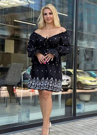 Платье вышивка с длинным рукавом. размеры:42-46,48-52,54-58,60-64