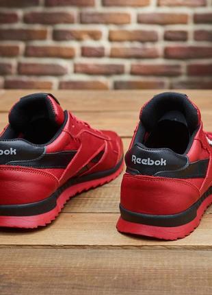 Mужские кроссовки reebok в красном цвете, яскраві червоні чоловічі шкіряні кросівки8 фото