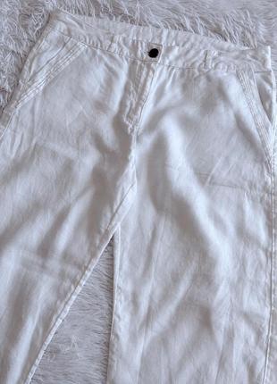 Белые льняные брюки george